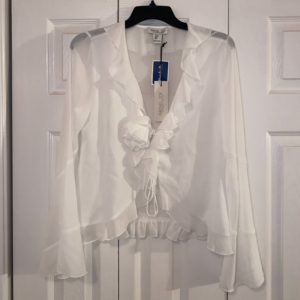 Sheer blouse with ruffles